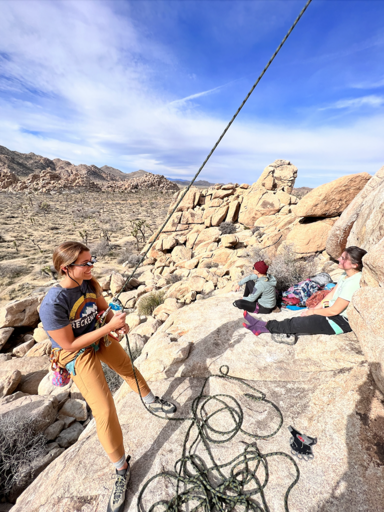 sunny beginner rock climbing Joshua Tree